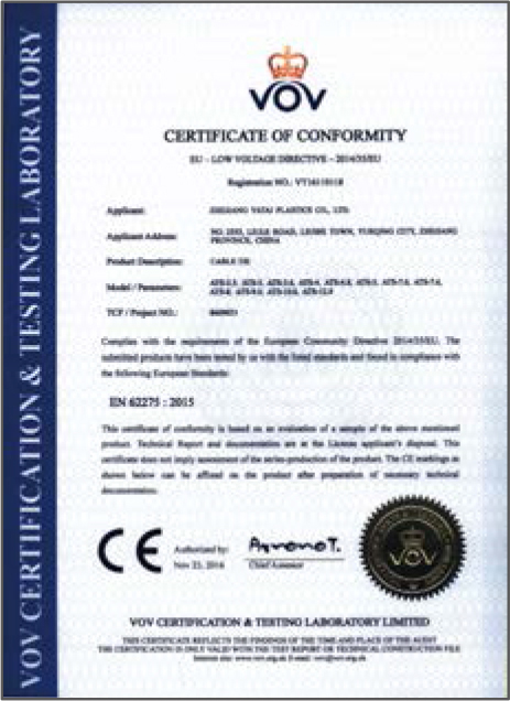 VOV Certificate of Conformity VOV Certificate of Conformity